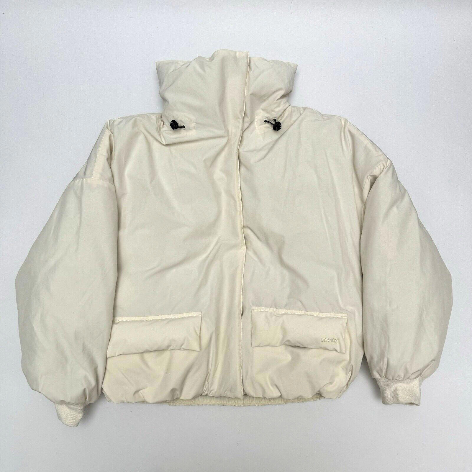 Levi's Women's Medium Mio Down Pillow Puffer Jacket Full Zip Reversible Beige